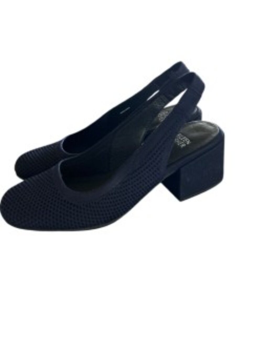 Eileen Fisher Navy Knit Slingback Pumps 7 - Picture 3 of 8